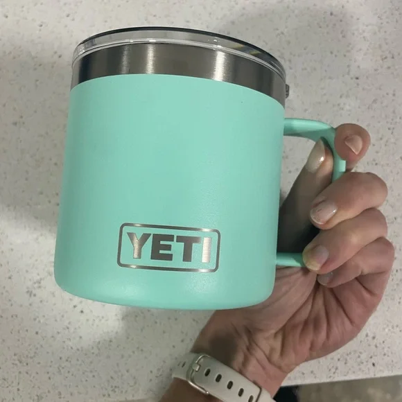 YETI Rambler 14oz Mug, Vacuum Insulated, Stainless Steel with Lid; seafoam green - Picture 2 of 8